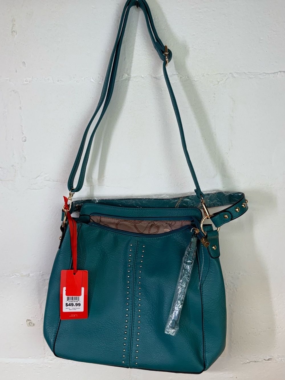 Montana West Teal Studded Shoulder Bag